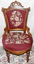 091336 VICTORIAN WALNUT CHAIR W NEEDLEPOINT