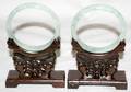 091359 CHINESE CARVED JADE BRACELETS ON WOOD STANDS