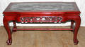 082205 CHINESE CARVED ROSEWOOD  MARBLE COFFEE TABLE