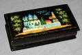 082228 RUSSIAN HAND PAINTED BLACK LACQUER BOX
