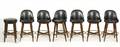Set of 7 Custom Built Mahogany Swivel Bar Chairs