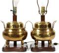 CHINESE BRASS INCENSE BURNER BOUDOIR LAMPS