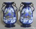 Pair of flow blue vases