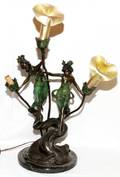 ART NOUVEAU STYLE METAL  IRIDESCENT GLASS LAMP