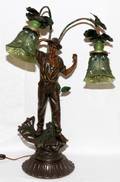 SPELTER FIGURAL TWOLIGHT LAMP EARLY 20TH C