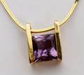 YELLOW GOLD CHAIN AND AMETHYST SLIDE 2 PCS
