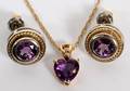 STERLING  AMETHYST EARRINGS GOLD CHAIN W AMETHYST