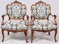 LOUIS XV STYLE UPHOLSTERED CHAIRS PAIR
