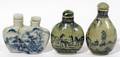 021354 CHINESE BLUE  WHITE CERAMIC SNUFF BOTTLES