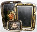 091413 ANTIQUE TOLE TRAYS THREE L13 24 26