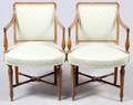 REGENCY STYLE WALNUT ARM CHAIRS PAIR