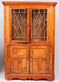 ANTIQUE AMERICAN PINE CORNER CABINET C 1850