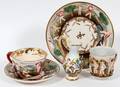 CAPODIMONTE POTTERY CUPS  SAUCERS FIVE PIECES