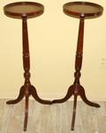 101392 MAHOGANY PLANT STANDS PAIR H 34 DIA 10