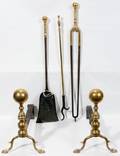 101384 ANTIQUE BRASS ANDIRONS 19TH CENTURY PAIR