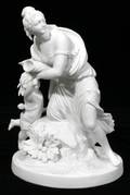 091449 BISQUE ALLEGORICAL FIGURE OF A FEMALE W CUPID