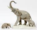 LLADRO PORCELAIN ELEPHANT FIGURES TWO