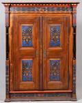AMERICAN ANTIQUE HAND PAINTED PINE WARDROBE C1900