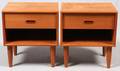 CONTEMPORARY FRUITWOOD END TABLES PAIR