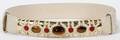 JUDITH LEIBER CREAM KARUNG BELT W JEWELED BUCKLE