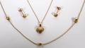 GOLD PENDANT NECKLACE CHAIN W CITRINES  EARRINGS