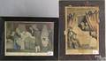 Two N Currier colored lithographs titled Death of Washington and Death of Genl Andrew Jackson