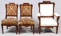 EASTLAKE WALNUT ARMCHAIR  PAIR OF SIDE CHAIRS