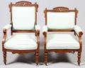 EASTLAKE WALNUT ARMCHAIRS LATE 19TH C