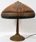 REVERSE PAINTED TABLE LAMP H 19 DIA 16