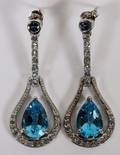 PAIR BLUE TOPAZ PIERCED EARRINGS THAILAND