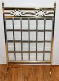 021426 ENGLISH BRASS  BEVELED GLASS FIRE SCREEN