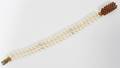 010357 18KT GOLD SAPPHIRE AND PEARL BRACELET W 8