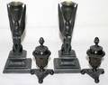 101429 NEOCLASSICAL STYLE METAL URNS  CANDLESTICKS