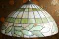 100397 LEADED GLASS STYLE HANGING LAMP C1950 H12