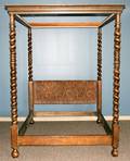091461 BAKER FURNITURE OAK QUEENSIZE CANOPY BED H94