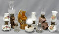 082355 MILK GLASS  POTTERY ORIGINAL OIL LAMPS