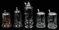ETCHED CRYSTAL BEER STEINS FIVE PIECES