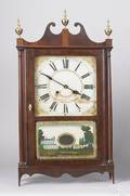 Plymouth Connecticut Federal mahogany pillar and scroll clock