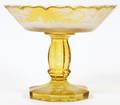 BOHEMIAN AMBER CUTTOCLEAR GLASS COMPOTE