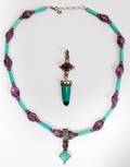 021459 TURQUOISE  AMETHYST NECKLACE WITH PENDANT