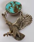 021458 MEXICAN STERLING  TURQUOISE EAGLE PIN