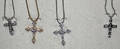 082403 RHODIUM  CZ NECK CHAINS W CROSSES