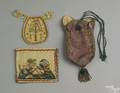 Silk needlework drawstring purse 18th c