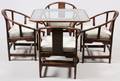 FICKS REED RATTAN BAMBOO DINING CHAIRS GLASS TABLE