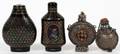 LACQUER  PATINATED METAL SNUFF BOTTLES FOUR