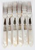 MOTHER OF PEARL SALAD FORKS 6