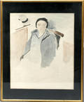 082430 WATERCOLOR SEATED WOMAN