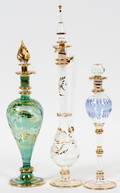 EGYPTIAN GLASS PERFUME BOTTLES THREE PIECES