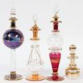EGYPTIAN GLASS PERFUME BOTTLES FOUR PIECES