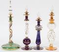 EGYPTIAN GLASS PERFUME BOTTLES FOUR PIECES